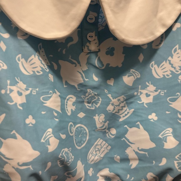 Hot Topic Disney Alice In Wonderland Swimsuit Swim Crop Top Collar Blue Plus 5 - Picture 4 of 7